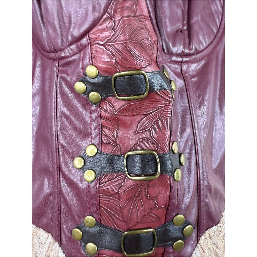 Spirit Halloween dress bustier Burgundy and Champagne Steampunk Corset Gown - Picture 9 of 12